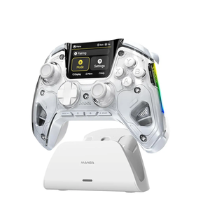 ManbaOne Interactive Screen Wireless Gaming Controller for PC/Switch/Switch 2/iOS/Android,Hall Effect Stick & Trigger,RGB Lighting,Remappable Buttons,1800mAh with Charging Dock (White