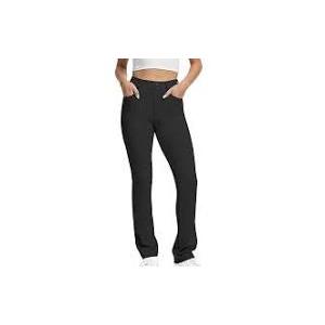 VIMPEP Women’s Stretchy Yoga Dress Black Pants High Rise Straight Leg with Pockets Casual.Size M