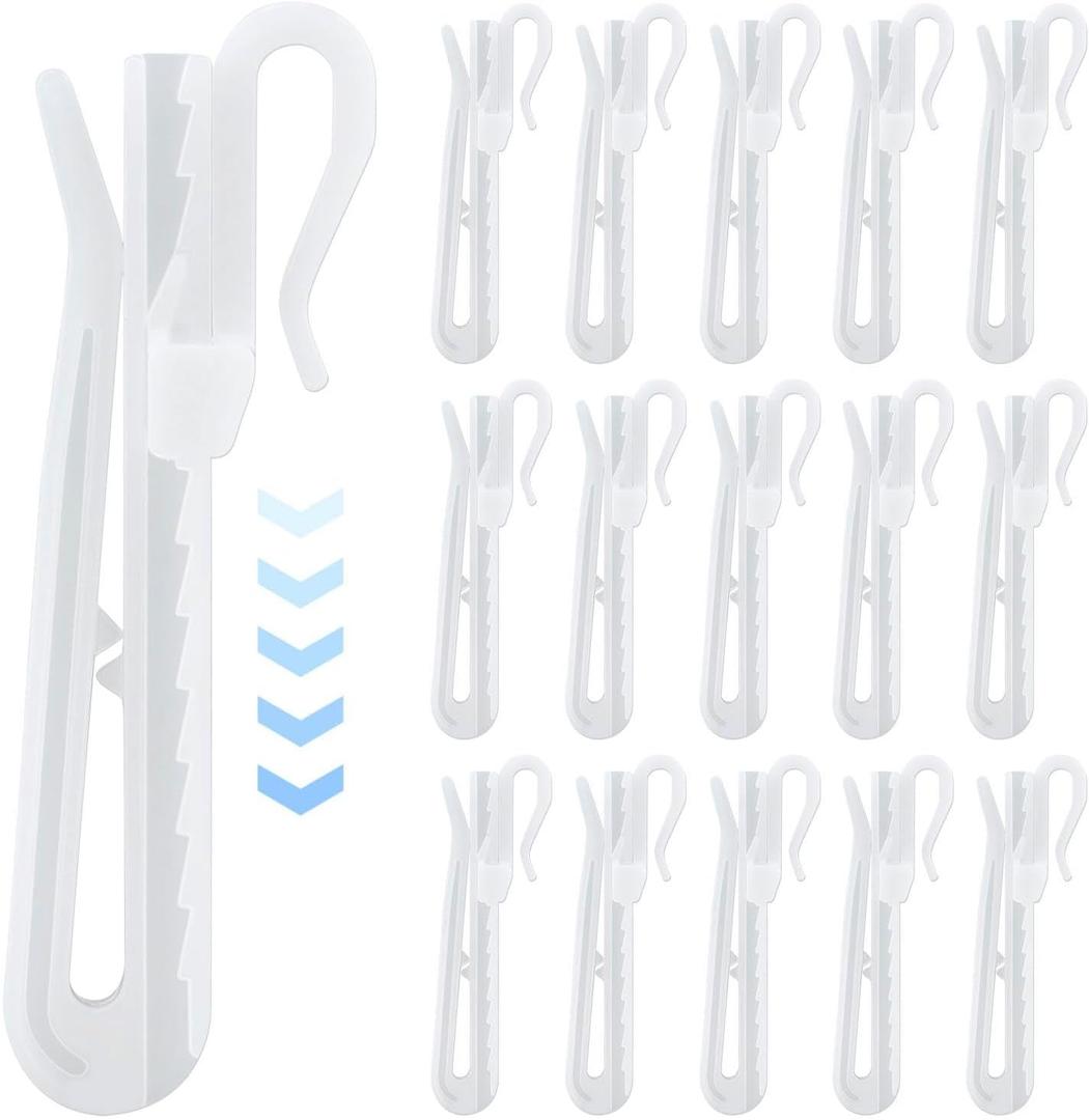 80pcs Plastic White Curtain Hooks,Adjustable Pinch Pleat Curtain Hooks Drapery Hooks for Pleated Drapes(7cm/2.76inch)