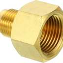 PATIKIL 5/8 SAE(7/8"-14UNF) Female Flare x 3/8 SAE(5/8"-18UNF) Male Flare Connectors, 45 Degree Brass Adapter Pipe Fitting for Air Gas Line Refrigeration HVAC