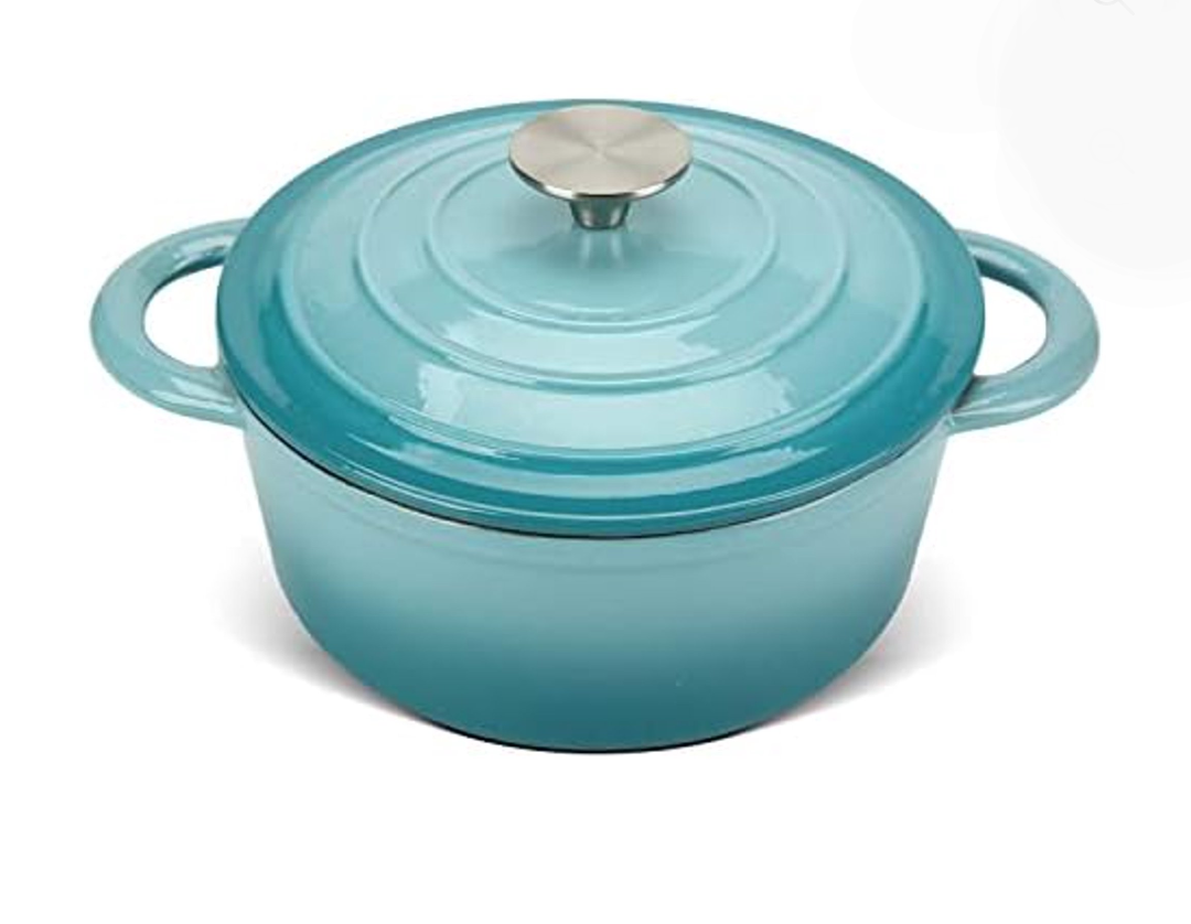 Dutch Oven,Cast Iron Dutch Ovens,Dutch Oven Pot with Lid,4.5 QT Enamel Dutch Pot,Dutch Ovens with Dual Handles,Cast Iron Pot for Braiser,Cooking,Gifts for Family, Blue