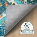 SERISSA Boho Rugs for Entryway, 2x3 Blue Entryway Rug Non-Slip Washable Small Area Rug, Ultra Soft Oriental Vintage Low-Pile Indoor Door Mat Floor Carpet for Entrance Bedroom Kitchen Bathroom