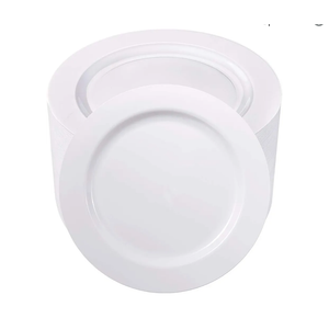 100PCS White Plastic Plates-10.25inch Disposable Dinner Plates-Premium Party&Wedding Plates