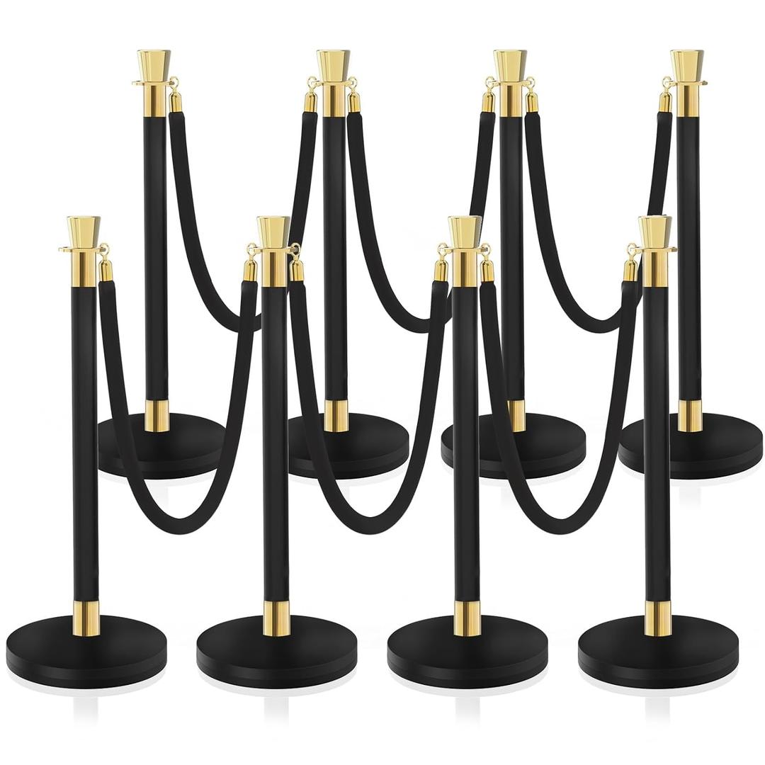 Crowd Control Stanchion, Waterproof and Rustproof Stanchion Set for Theater Hotels Clubs Museums, 8PCS