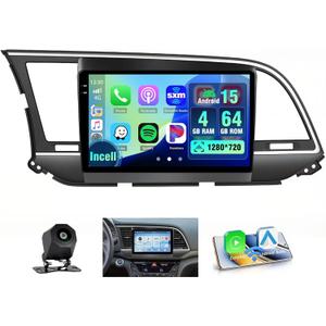 4G+64G Car Radio for Hyundai Elantra 2016 2017 2018 Wireless CarPlay Android Auto,9'' Incell Android 15 Touchscreen Stereo 32-EQ Bluetooth FM/RDS GPS WiFi SWC AHD Backup Camera