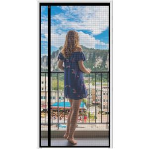 WochiTV Reversible Screen Door Mesh Fits Door Size 36 x 83, Left Right Side Opening Magntic Screen Door Screen Size 38" x 85", Top Anti-Tearing Mesh Net Curtain with Magnet