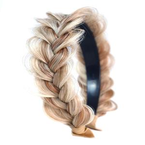 TOECWEGR Braided Headband WithTooth Wide Braid Messy Hair Hoop WomenFashion Hair Accessories (Dark Plum brown) (Golden Brown Mixed Bleach Blonde)