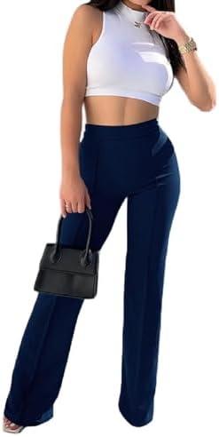 LIVECLOTH Pants for Women High Waist, High Waist Long Straight Leg Pants Size XL