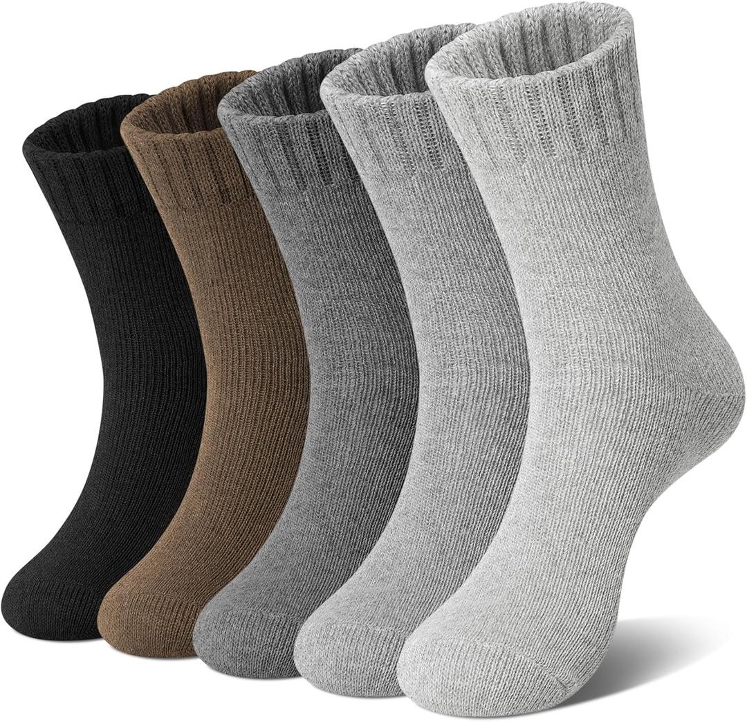 Loritta 5 Pairs Wool Socks for Women Stocking Stuffers Gifts Winter Warm Hiking Crew Boot Socks
