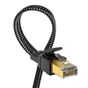 Orbram Cat 8 Ethernet Cable 75 ft, Nylon Braided High Speed Heavy Duty Network LAN Patch Cord, 40Gbps 2000Mhz SFTP RJ45 Flat Internet Cable Shielded in Wall, Indoor&Outdoor for Modem/Router/Gaming/PC