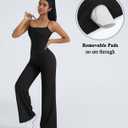 OMKAGI Workout Sets for Women Padded Tank Tops Matching Straight Leg Yoga Outfits (Black, XS)