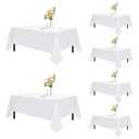 Romanstile 6 Pack White Rectangle Tablecloth 60 x 102 Inch, Reusable and Washable Table Clothes for 6 Foot Tables, Stain Resistant Polyester Fabric Table Cover for Wedding, Party, Banquet