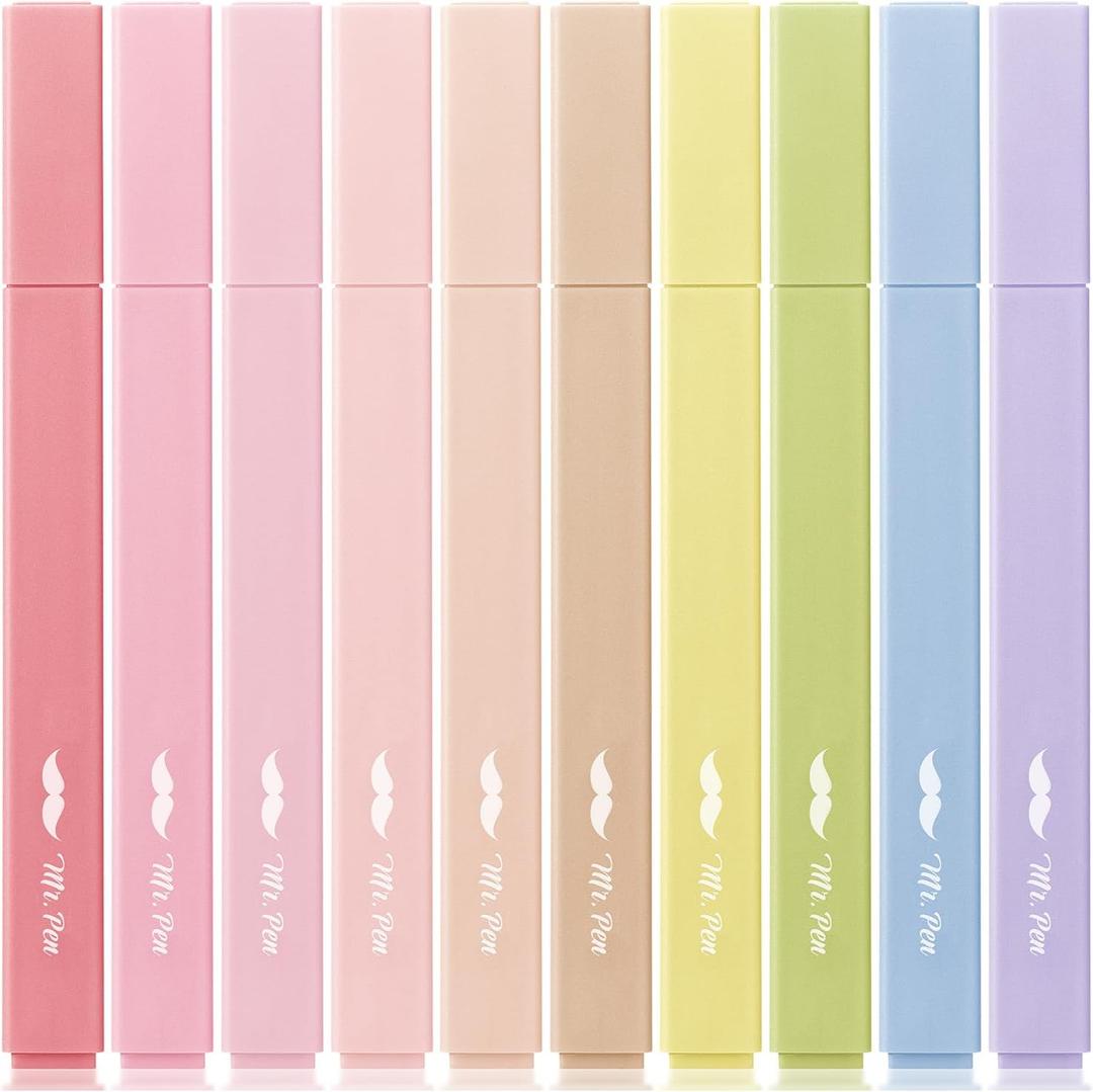 Mr. Pen- Aesthetic Highlighters, 10 pcs, Colorful, Chisel Tip, Cute Highlighters Assorted Colors, Bible Highlighters and Pens No Bleed, No Bleed Highlighters for Bible Pages No Bleed