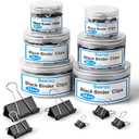 228 PCS Binder Clips Paper Clamps Assorted Sizes,Extra Large Medium Small Mini and Micro,Black Metal Paper Binder Clip 6 Sizes for Office, Home and School