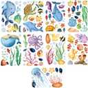 Ocean Window Clings, 9 Sheet/134pcs Sea Stickers, Double-Sided Printing Summer Sticker for Sandbeach, Classroom, Nursery, Home, Party Decoration Supplies
