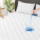 Twin Quilted Fitted Waterproof Mattress Pad, Breathable Premium Soft Filling Mattress Protector, 8-21 Inches Deep Pocket Noiseless Mattress Cover (White)