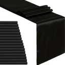 B-COOL Black Table Runner 16 Pack Satin Table Covers Long Silk Smooth Fabric for Wedding Birthday Party Banquet Table Decorations 12x108 inch