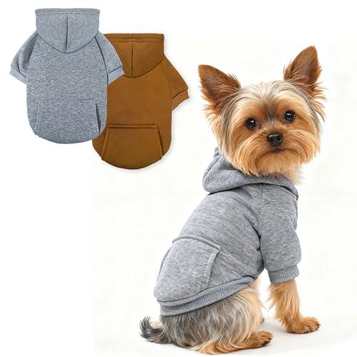 SIMCAPY Pet Hoodie Dog Sweater for Small Dogs Girl Boy, Winter Puppy Sweatshirts with Pockets Hood, Warm Fleece Lined Dog Clothes Chihuahua Coat Clothing Puppy Cat Custume, Medium