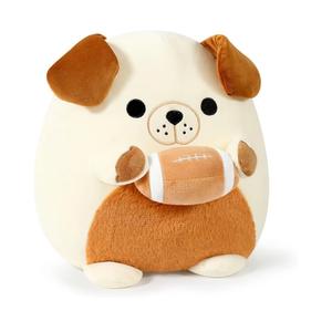 Onsoyours Original Bulldog Plush with Football, Cute 12 inch Sport Dog BrownWhite Stuffed Animal, Ultra Soft Collectible Hugging Gift Puppy Plush Toy