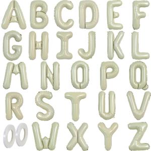 TONIFUL 52 Pcs 16 Inch Cream Green Letter A-Z Balloons, Custom Phrase Mylar Foil Alphabet Letter DIY Personalized Phrase Banner for Birthday Anniversary Celebration Graduation Party Supplies Decor