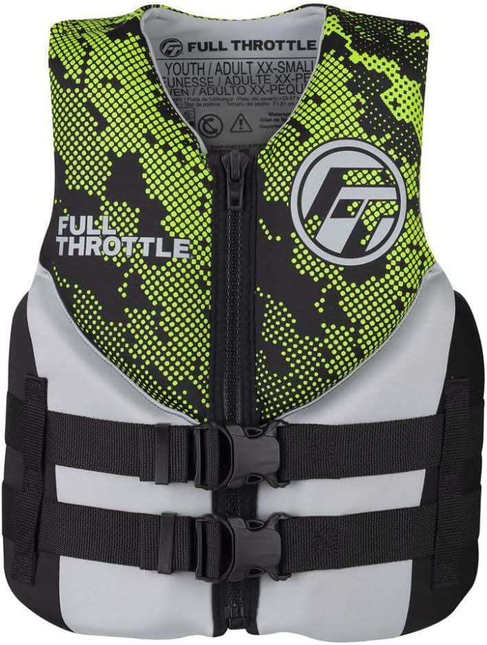Full Throttle Junior Hinged Rapid Dry Neoprene Life Jacket, Green