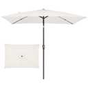JEAREY 6.5x10 ft Rectangular Patio Umbrellas Outdoor Market Umbrella with Push Button Tilt and Crank, Rectangle Table Umbrella 6 Sturdy Ribs UV Protection for Pool Garden Backyard Deck, Cream-White