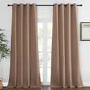 NICETOWN Light Reducing Grommet Curtain - (W52 x L108, Cappuccino, 1 Piece) Tripe Woven Textured Soft Curtain Panel for Living Room Window Treatment Drape