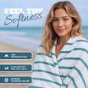 White Classic Cotton Pool Towels Oversized 35 x 70 Inches, Ultra Absorbent and Low Lint Striped Beach Towels for Adults, Stripes Design Luxury Extra Large Bath Towels, Light Blue, 3 Pack