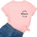 Ykomow Tired Moms Club Shirts Womens Funny Mom Bruh Mothers Day Graphic Tees (Pink, L)