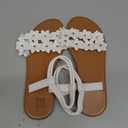 Verdusa Women's Summer Sandals Flower Leather Flat Sandals with Ankle Strap, Size 37