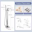 Free Standing Tub Faucet, Floor Mount Bathroom Tub Filler, Single Handle Freestanding Bathtub Shower Faucets with Handheld Sprayer, Brushed Nickel