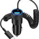 Apple MFi Certified】iPhone 17 Car Charger, Caiinei 4.8A USB Car Power Cigarette Lighter Adapter USB-C Carplay Fast Charger + 6FT Type-C Cord for iPhone 17/17 Air/17 Pro Max/16/15/Galaxy S25/S24/Pixel