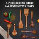 FJNATINH 7-Piece Nonstick Wooden Cooking Utensils Set, Natural and Healthy Kitchen Utensils7 Pcs