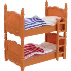 Miniature Dollhouse Bed, 1:12 Dollhouse Bed Doll House Furniture of Bunk Bed with Ladder for Doll House Decor Bedroom Set