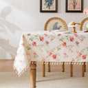 Rectangle Tablecloth Pastoral Style, Waterproof & Stain Resistant Table Cloth Wrinkle Free Table Cover for Dining/Kitchen/Patio, Washable Indoor & Outdoor Use, 55"X86" Red