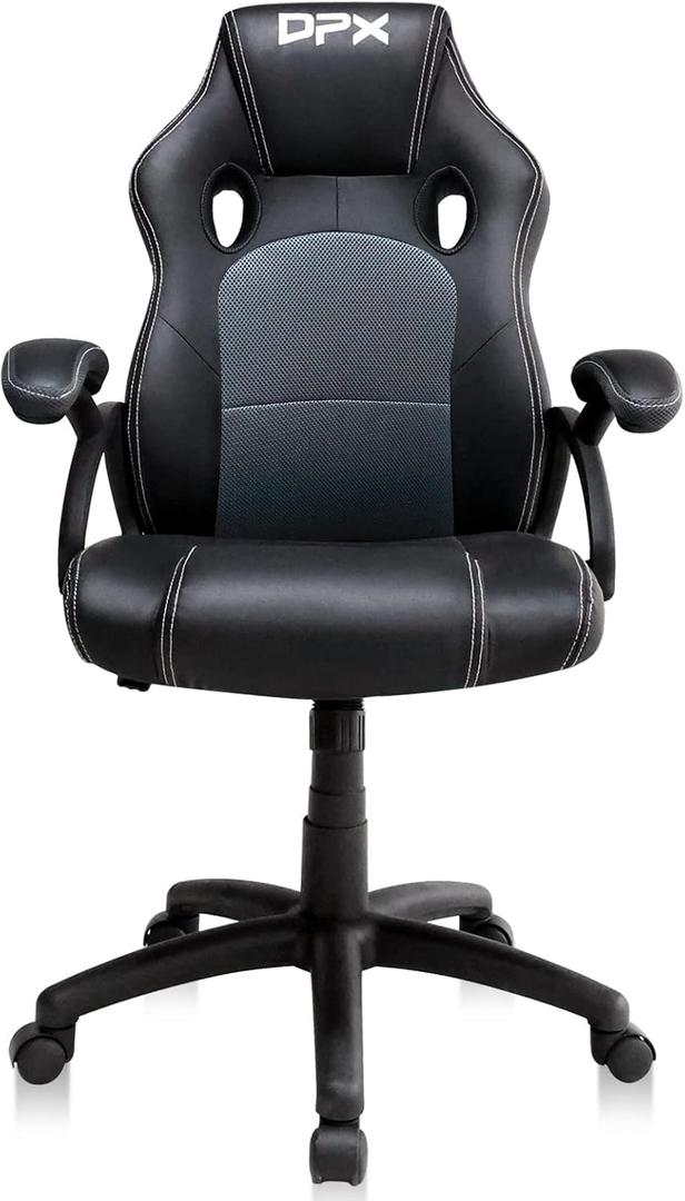 Executive Office, Computer Desk, Ergonomic PU Leather Swivel Managerial, Adjustable Mid Back Task Chair with Padded Armrests, Black