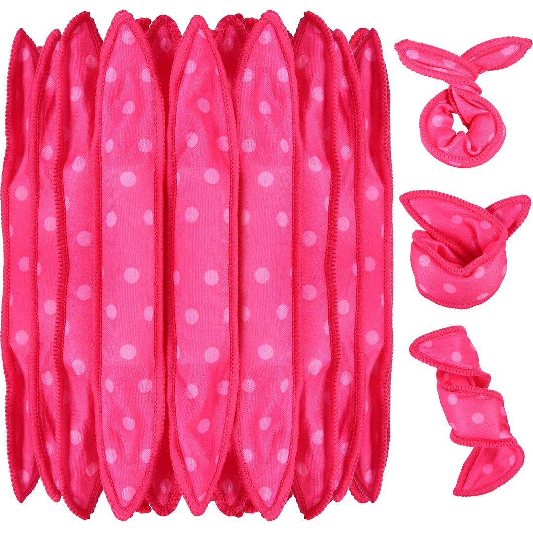 Bememo 40 Pieces Soft Curlers Hair Rollers Overnight Heatless Pillow Rollers for Hair Satin Sponge Curlers to Sleep in No Heat for Long Short Styling Tools(Rose Red)