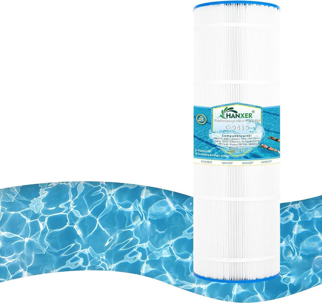 PLF150A Pool Filter Replaces for C-9415, Filbur FC-0687, CC150, CCRP150, PAP150, R173216, 160317, 160355, 160352, XLS-908, 10150, 150 Sq.Ft Swimming Pool Filter Cartridge, 1 Pack
