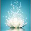 Canvas Prints Wall Art Lotus Flower Pictures Bathroom Decor Zen Painting Spa Photo Artwork Framed for Spiritual Meditation Yoga Room Ready to Hang24 x 36inch (24L" x 36W")