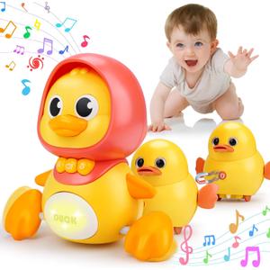 Baby Toys 6-12 Months Musical Duck Toy Set 3 4 5 6 7 8 9 Month Old Tummy Time Infant Newborn Crawling Moving Light Up Toys for Babies 9-12-18 Months First Birthday Easter Shower Gifts for 1 Year Old, Medium, Small