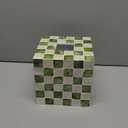5.7" Square Tissue Box Cover, Handmade Checkered Cube Tissue Box Cover with Capiz Shells, Decorative Tissue Holder for Living Room, Bathroom, Bedroom or Office (Pistachio Green)