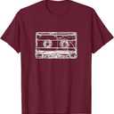 Cassette Tape Music T-Shirt, Color: Burgundy, XL
