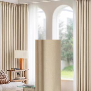 Modern Leaf Blackout Curtains for Bedroom & Living Room 39x52 inches Cream Light Blocking Drapes 2 Panels Set W100 x L135 cm Stylish Window Treatment