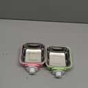 Crate Dog Bowl,Removable Stainless Steel Water Food Feeder Bowls Crate Coop Cup,Pet Cage Bowls with Bolt Holder for Cat, Puppy, Birds, Rats, Rabbits Small Animals ((Green+Pink) Square, Samll)