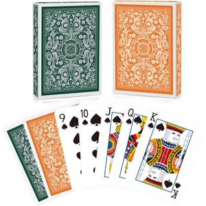 Playing Cards 2 Pack,Deck of Cards,Fun Cards Game for Adults,Poker Cards Professional,Standard Playing Cards Set,Suitable for Game Night,Various Party Games (Green/Orange)