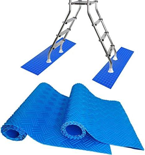 Swimming Pool Ladder Mat,Swimming Pool Step Mat with Non-Slip Texture - Blue Protective Pools Step Pad, Pool Accessories for Above Ground Stairs (36 X 8 inch-2pcs)