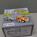 Prextex 2 Pack Cartoon Remote Control Cars for Toddlers - Police Car and Race Car with Steering Wheel Controllers and Lights - Different Frequencies So Both Can Race Together - Toddler Gift 18+ Months