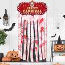 Halloween Bloody Doorway Curtain Creepy Carnival Decorations with Bloody Hand Prints Scary Clown Halloween Entrance Cloth Banner for haunted house Decor Horror Theme Party Circus Clown Back drop (Red)