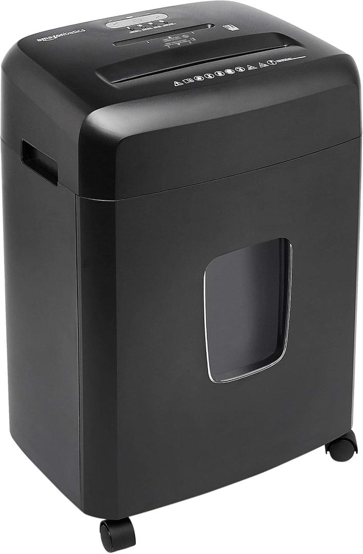 Amazon Basics 15-Sheet Cross Cut Paper Shredder for Home and Office, CD/Credit Card Shredder with 6 Gallon Wastebasket, Black