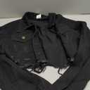 ZERMOM Women's Cropped Denim Jacket Button Down Long Sleeve Fitted Crop Top Jean Coat (Large, Black)